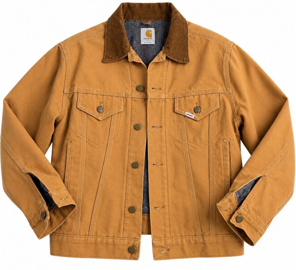 Carhartt Vintage 6BWJP Blanket Lined Duck Jacket Brown Corduroy Collar Size 42